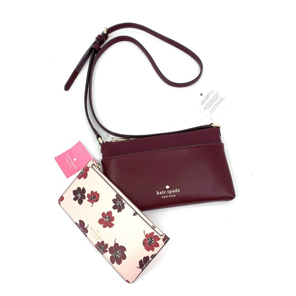 kate spade Handbags - ♠️Kate Spade♠️ Sadie Saffiano Leather Plum Pie Crossbody Purse  2nd Floral Pouch